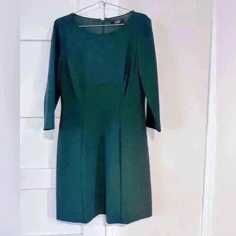 Alex Marie Hunter Green Knee Length Long Sleeve Dress- Size 10- worn once!